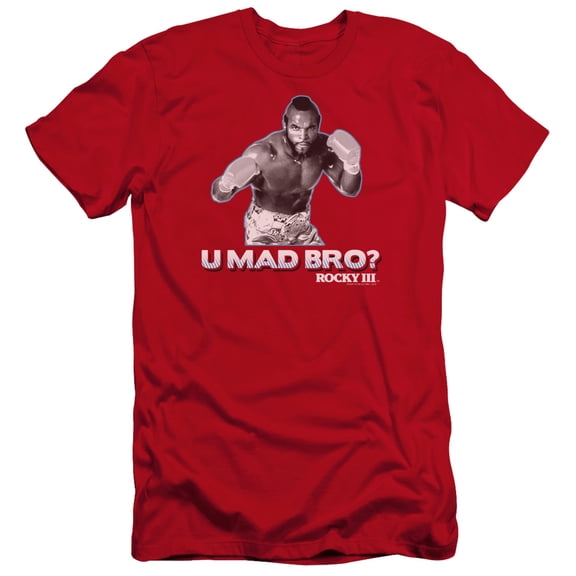 Rocky Iii U Mad Bro Premium Adult Slim Fit 30/1 T-Shirt Red