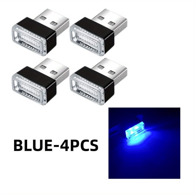 MesaSe 4pcs Universal USB Car Interior Atmosphere Lamps Auto Interior Mini LED USB Lights Car Plug In USB Night Light Car Ambient Light For Car Decoration