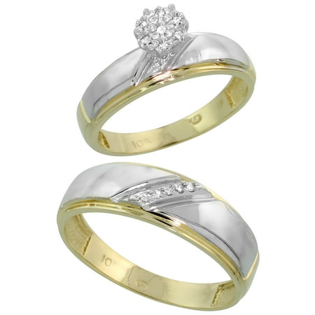 10k Yellow Gold Diamond Engagement Rings Set for Men and 
