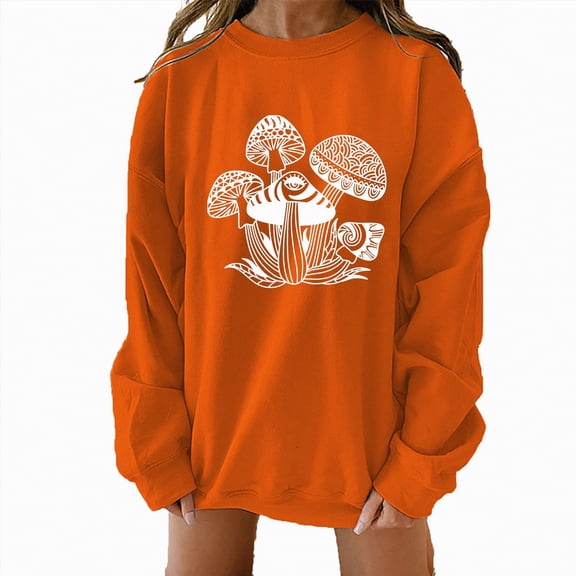 Tops for Women 2025 Plus Size Fall Slim Fitted Crew Neck Long Sleeve Bell Cold Shoulder Button Down Solid Color Business Casual Cotton T Shirt (Orange,L)