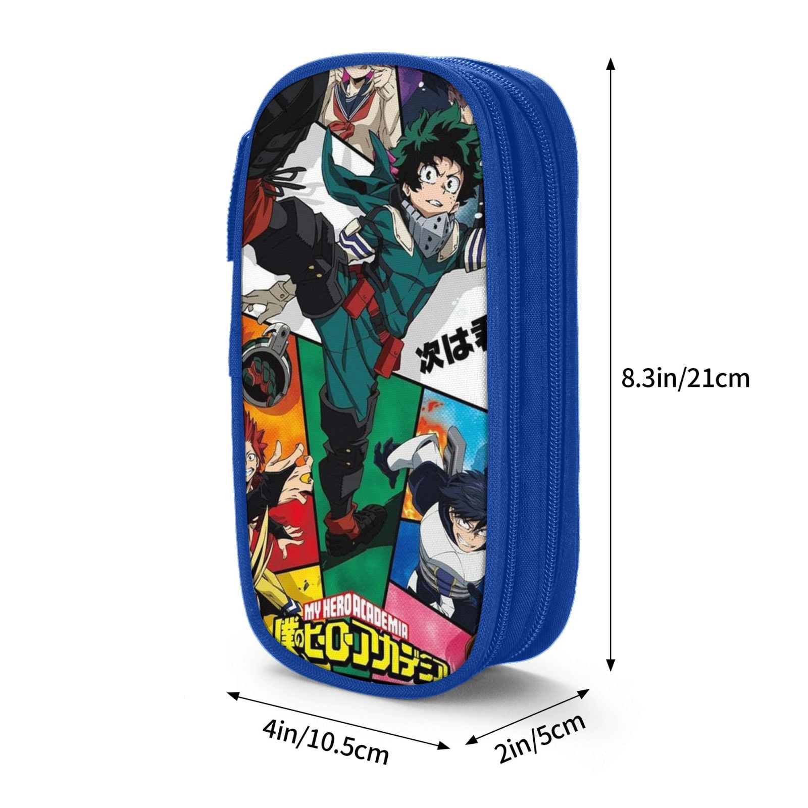 My Hero Academia Pencil Case Large Capacity Pencil Pouch Pen Bag Office Stationery Organizer Travel Makeup Bag Blue