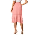 thumbnail image 3 of Unique Bargains Women's Ruffle Hem Tie Layers High Waist Summer Chiffon Midi Skirt, 3 of 5