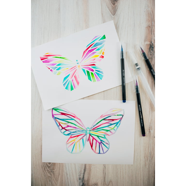 Drawing BUTTERFLY with Brush Pen, Watercolor effect