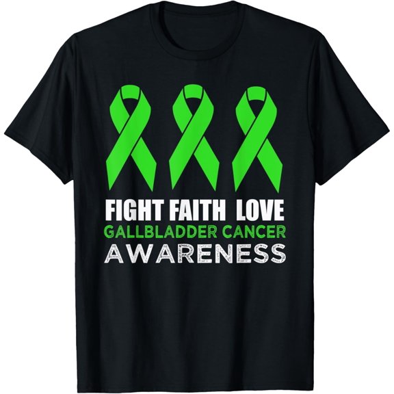men and women can wear,Gallbladder Cancer Awareness Month Green Ribbon T-Shirt
