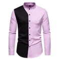 thumbnail image 2 of Camisas Para Hombre Manga Larga Negra Camisa a juego de colores de manga larga con cuello levantado y moda informal para hombre (Purple, S), 2 of 7