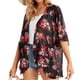 thumbnail image 5 of ICHUANYI Clearance Women's Floral Print Puff Sleeve Kimono Cardigan Loose Chiffon Cover Up Casual Blouse Tops(Red, XL) ICHUANYI WER2023080706113, 5 of 9