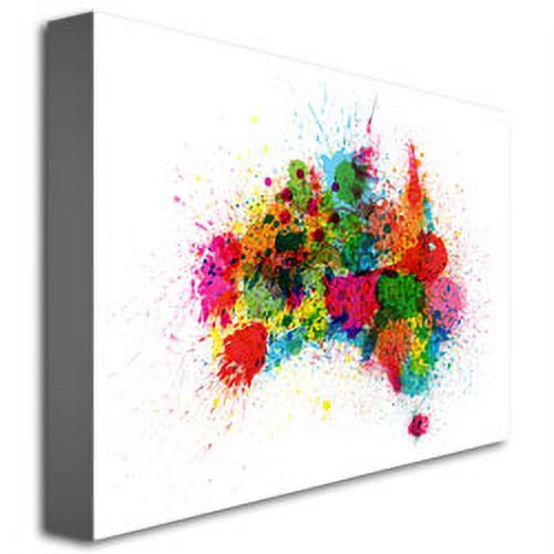 Trademark Art "Australia Paint Splashes" Canvas Wall Art by Michael Tompsett