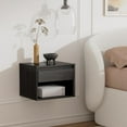 thumbnail image 6 of Floating Nightstand Set of 2, Wall Mounted Bedside Table with Storage Drawer and Open Shelf, Modern Night Stand with Handless Design for Living Room, Bedroom, Dorm, Black, 6 of 12