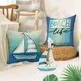 thumbnail image 5 of Summer Coastal Conch Decorative Throw Pillow Covers 18 x 18 Set of 4, Beach Life Salty But Sweet Porch Outdoor Pillowcase, Blue Nautical Sailboat Spring Seasonal Cushion Case Home Decor, 5 of 5
