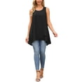 thumbnail image 3 of INSPIRE CHIC Women's High Low Top Casual Sleeveless Chiffon Blouse Crewneck Asymmetrical Loose Shirt Summer Tops S Black, 3 of 7