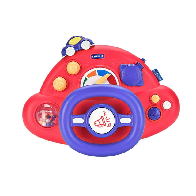 Juguete de volante, juguete simulador de conducción para niños, juguetes vocales con volante giratorio, Rojo
