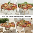thumbnail image 7 of Tablecloth Retro Vintage Floral Paisley Pattern Waterproof Round Cover with Elastic Edges and Back for Dining, 7 of 7