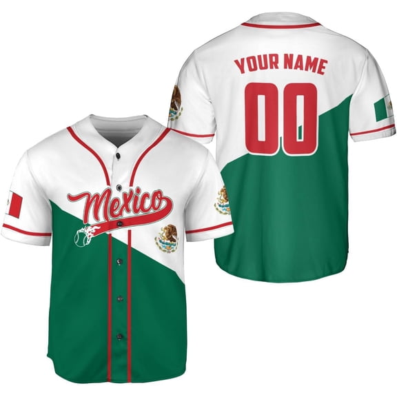 Mostprints Custom Mexico Baseball Jerseys Mexican Eagle & Flag Shirt for Teams, Mexico Shirts for Men & Women Size S-5XL (S)