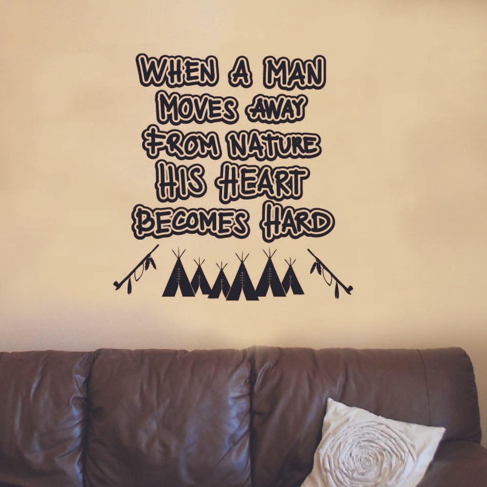 Native American Quotes Nature Away From Nature Indian Indians Native American Quote Tribe Quotes Wall  Sticker Art Decal For Girls Boys Room Bedroom Garage House Fun Home Decor  Stickers Wall Art Vinyl Decoration Size (30X27 Inch) -