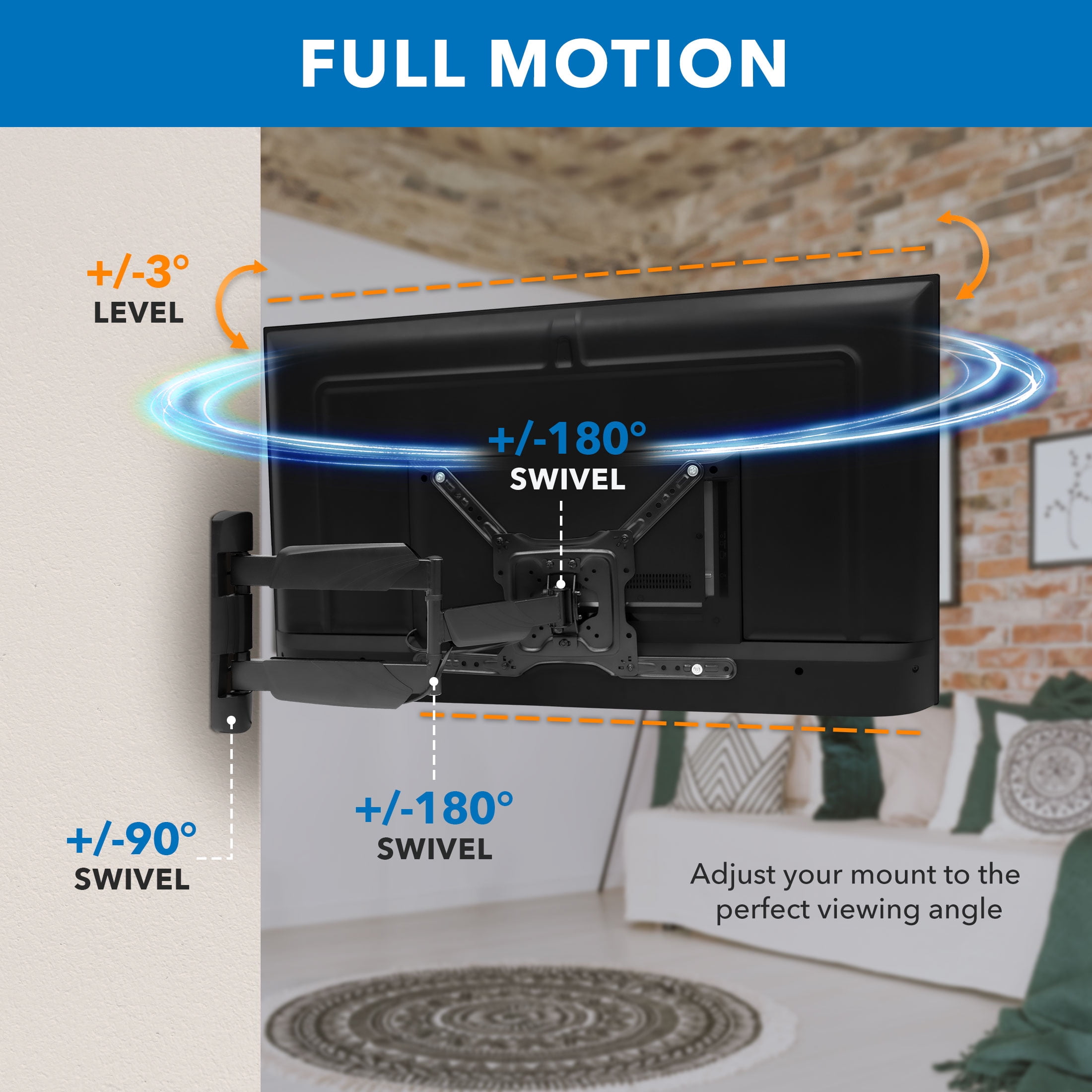 Mount-It! UL Certified Full Motion TV Wall Mount, Fits Tv's 32" to 55", Capacity 77 lbs.