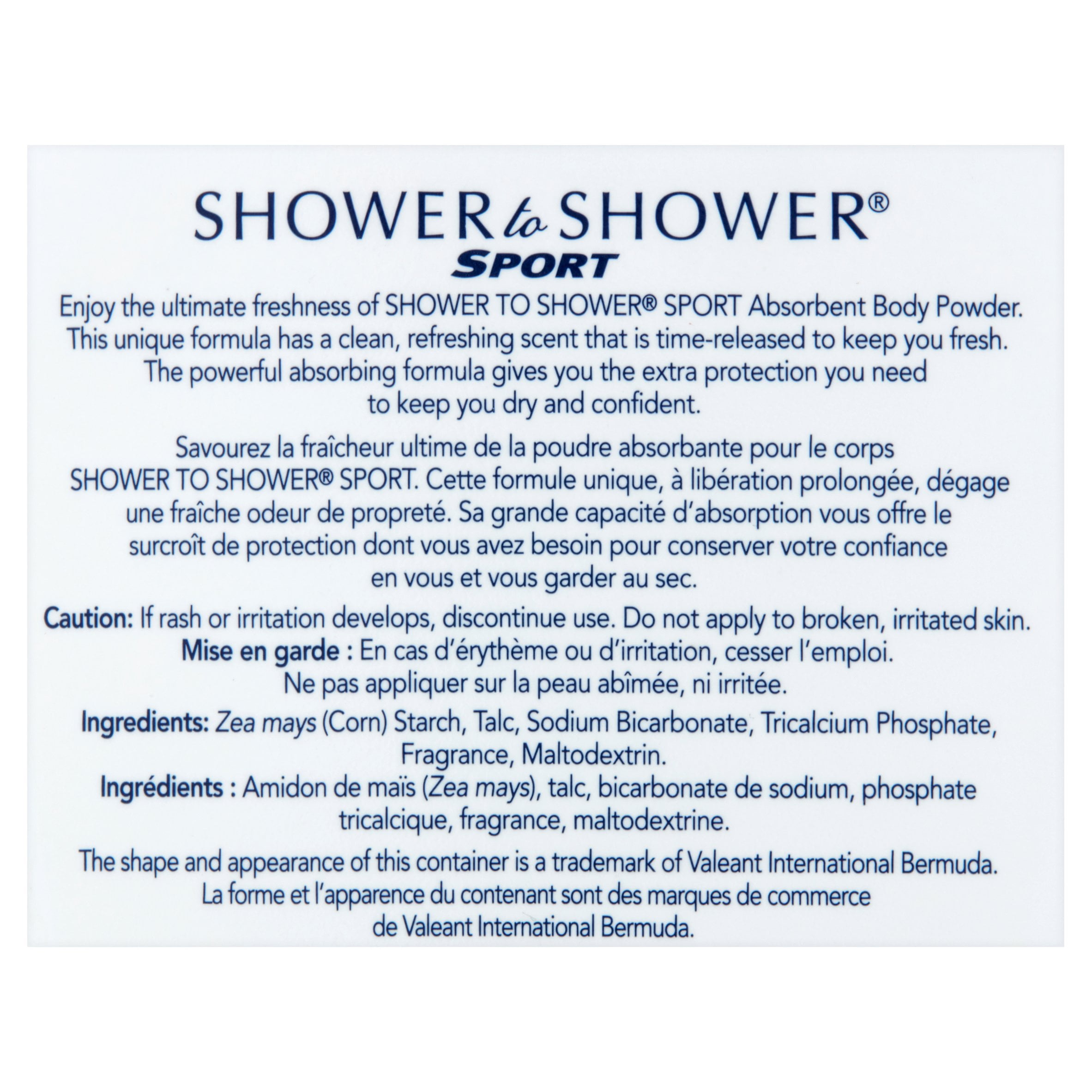 Shower to Shower Sport Absorbent Body Powder, 13 oz, Multicolor