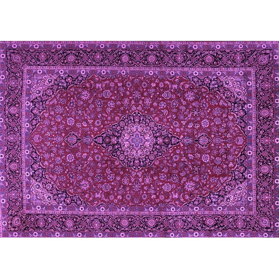 Ahgly Company Indoor Rectangle Medallion Purple Traditional Area Rugs, 5' x 8'