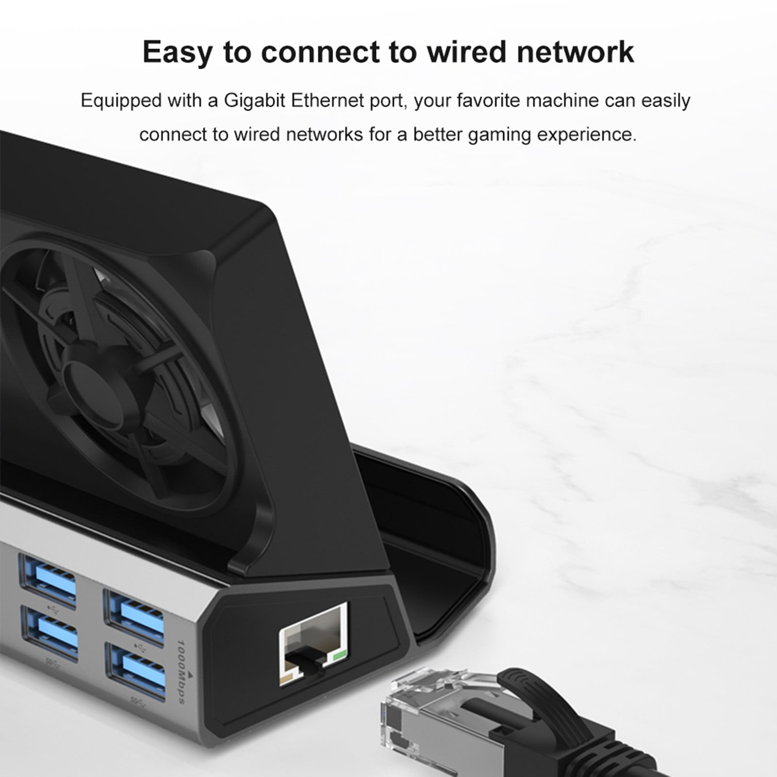 Docking Station for Steam Deck with 2 Fans, 4K 60Hz HD Multimedia Interface, USB 3.0/2.0, Gigabit RJ45, Compatible with ASUS Rog Ally/Switch, with 100W PD Charging Port-Black