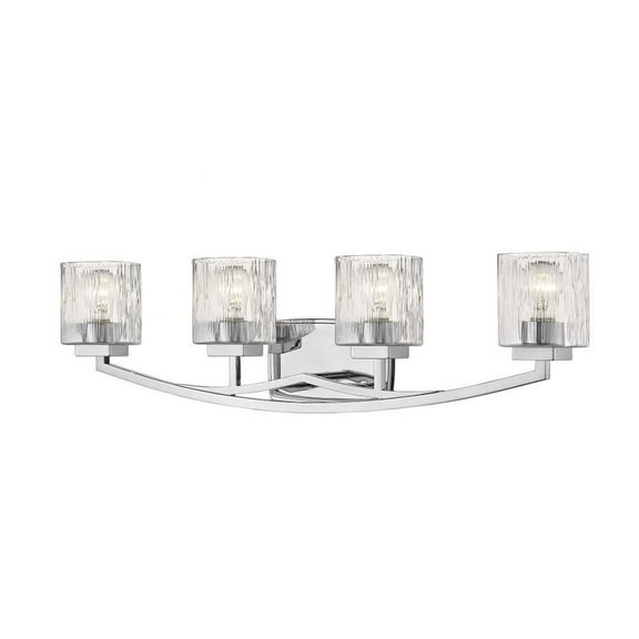 4 Light Metropolitan Steel Vanity Light Fixture with Chisel Glass-8.25 inches H By 32 inches W-Chrome Finish Bailey Street Home 372-Bel-2959173