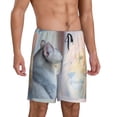 thumbnail image 2 of Kdxio The Cat Looks in the Mirror Print Mens Sleep Shorts Bottoms Soft Comfy Pajama Wear Pants with Drawstring Pockets, 2 of 7