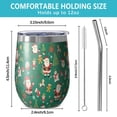thumbnail image 5 of 12oz Stemless Wine Tumblers Green Christmas Santa and Icon Pattern Vacuum Insulated Stainless Steel Travel Tumbler Cups Mug with Lid and Straw for Champaign,Cocktail,Beer with Cleaning Brush, 5 of 5