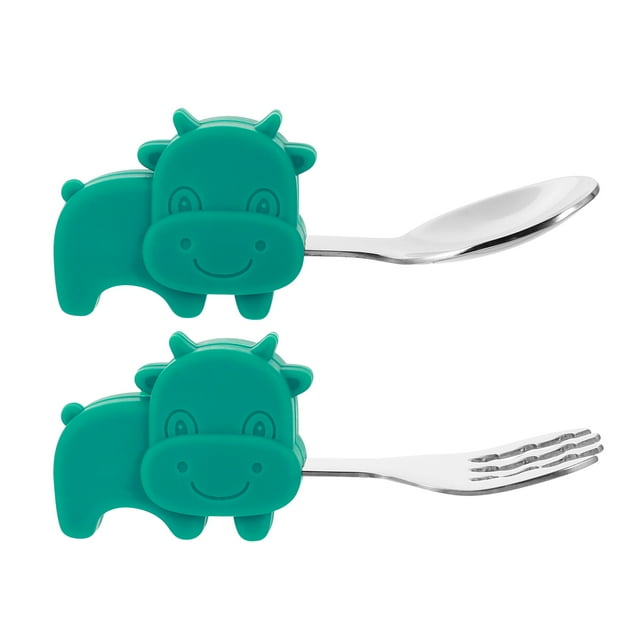 MasteelfCA 1 Set Baby Essentials Spoon Fork Set Durable Practical Kids Spoon Fork Set