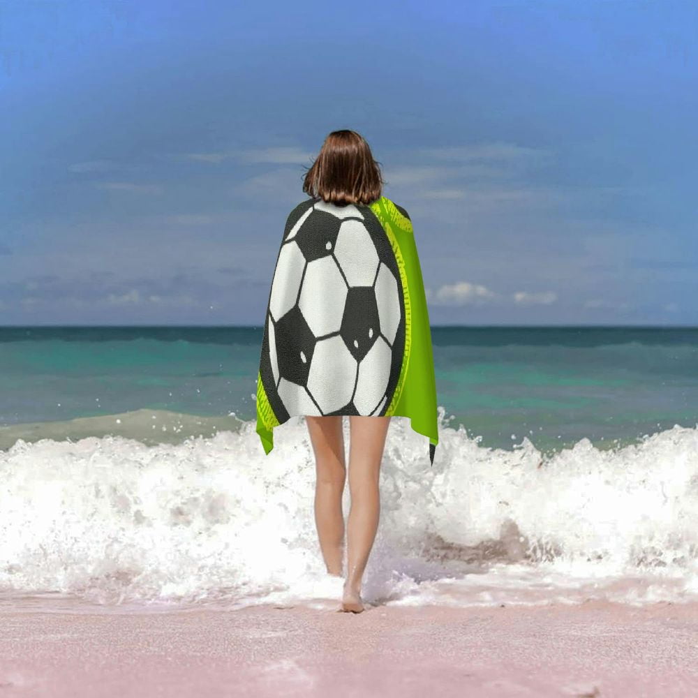 PHYHOO Soccer Beach Towel Oversized Microfiber Sand Free Beach Towel Quick Dry, Football Lightweight Pool Towels for Adults Travel Towel for Gym Yoga Camp Swim 30x60in
