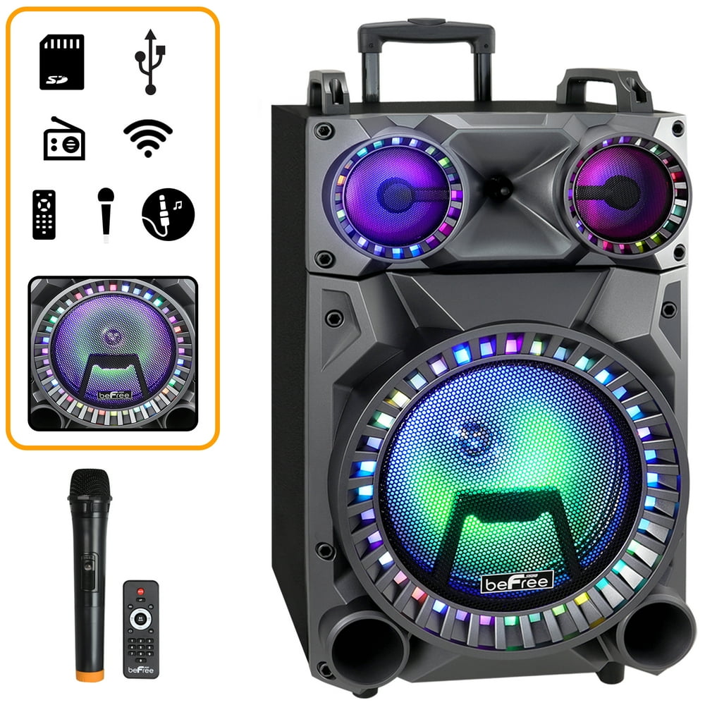 beFree Sound Rechargeable 12 Inch Bluetooth Portable Party Speaker with