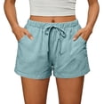 thumbnail image 2 of Women's Summer Elastic Waist Drawstring Casual Shorts With Pockets Soft Lightweight Breathable Wrinkle Resistant Loose Daily Bottoms,2XL, 2 of 5