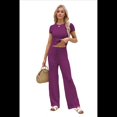 thumbnail image 1 of Conjunto Deportivo de Verano para Mujer, de Corta y Bloques de Color, con Pantalones Ajustados, A Juego, para Estar en Casa, 2025 Rojo Púrpura M, 1 of 8