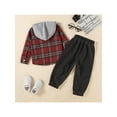 thumbnail image 3 of Seyurigaoka Baby Boys Girls Fashion Trouser Suit Long-sleeved Plaid Button Hooded Tops Trousers, 3 of 8