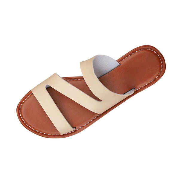 Zapatos Negros de las Mujeres Versátiles de Moda Casual Color Sólido Pie Redondo Más Tamaño Primavera/Verano Estilo Moderno Cómodo Pie Abierto Sandalias Planas
