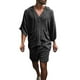 thumbnail image 1 of Traje de camisa informal de dos piezas con pantalones cortos de manga corta para hombre Pompotops  oipoqjl35515, 1 of 4