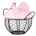 thumbnail image 1 of POINTERTECK Egg Basket Chicken Hen Holder Wire Decor Farmhouse Mesh Collecting Handle Cover Kitchen Ceramic Decorative Storage, 1 of 6