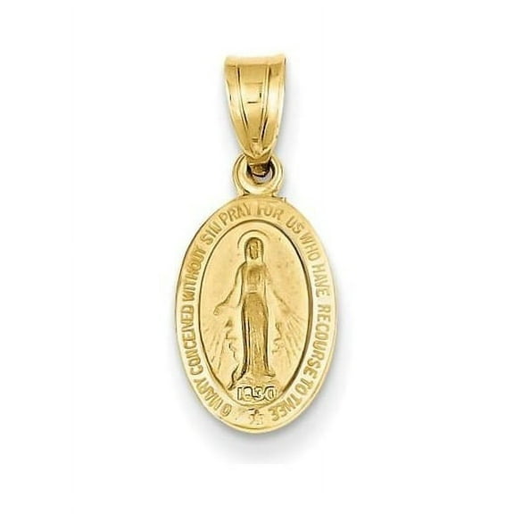 Picturesongold.Com 14K Yellow Gold Oval Miraculous Medal Pandant - 1/2 inch Wide x 2/3 inch Tall in 14K Yellow Gold