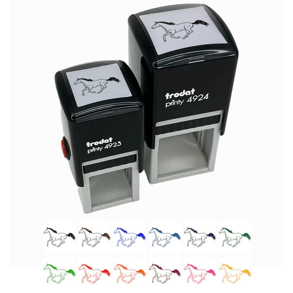 Thoroughbred Race Horse Running Self-Inking Rubber Stamp Ink Stamper - Black Ink - Small 1 Inch