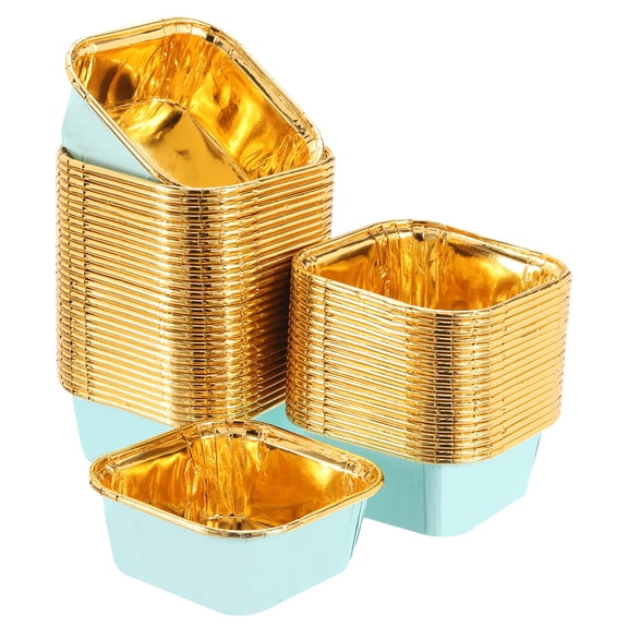 Uxcell 50 Pcs Single-sided Aluminum Foil Cupcake Liners, Greaseproof Muffins Baking Cupcakes for Wedding Birthday Party Decoration, Light Green (Square)
