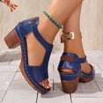 thumbnail image 6 of Womens Wedge Sandals Heels Lightweight Casual Open Toe Minimalist Womens House Shoes Platform Ankle Strap Summer Dress Shoes, 6 of 9