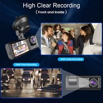 1080P DVR Dash Camera Front & Inside & Rear Camera Driving Recorder 2 Inch Screen Dashcam Support Night-Vision Loop Recording One-Key Lock