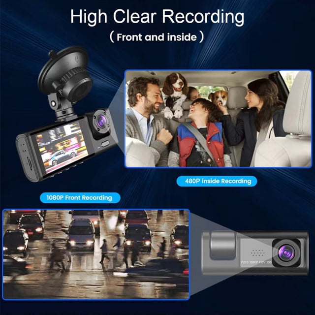 1080p 1080p DVR DASH Camera DVR Frente al Interior y Cámara Trasera RecordAradora de Conducción de 2 Pulgadas Camas de Pantalla Soporte de Bucle de Visión Nocturna Grabación
