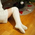 thumbnail image 3 of Vorkoi Women's Cable Knitted Thigh High Boot Socks Extra Long Winter Stockings Over Knee Leg Warmers, 3 of 5