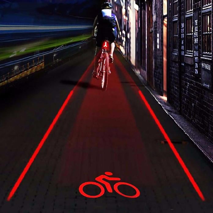 2 Laser Bike Bicycle Light Rear Tail Flashing Safety Warning Lamp Night 5 LED