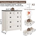 thumbnail image 2 of Joaxswe 5 Drawer White Bedroom Dresser, Farmhouse Vertical Dresser Drawers Wood Organizer for Living Room Entryway Small Spaces, 2 of 6