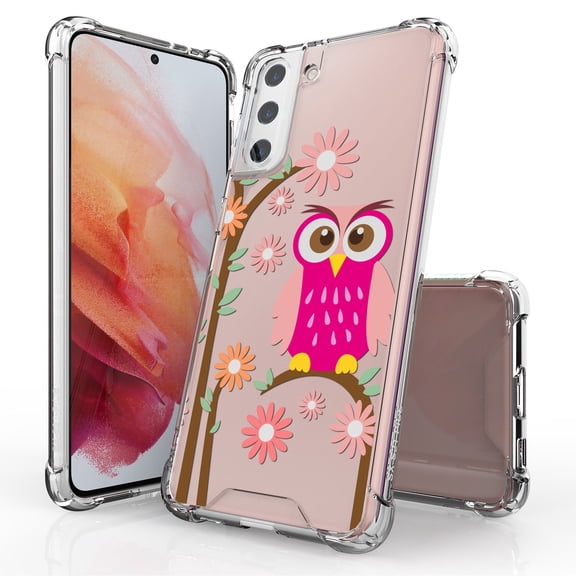 ANJ  Hybrid Slim Hard Back Cover Case Flexible Bumper for Samsung Galaxy S21 Plus - Daisy Owl
