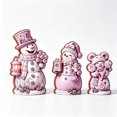 thumbnail image 2 of Lilixerw Christmas Snowman Figurine Set of 3 pink with Hats Scarves Christmas Tree Gingerbread for Shelf Mantel Holiday Seasonal Home Decoration, 2 of 6