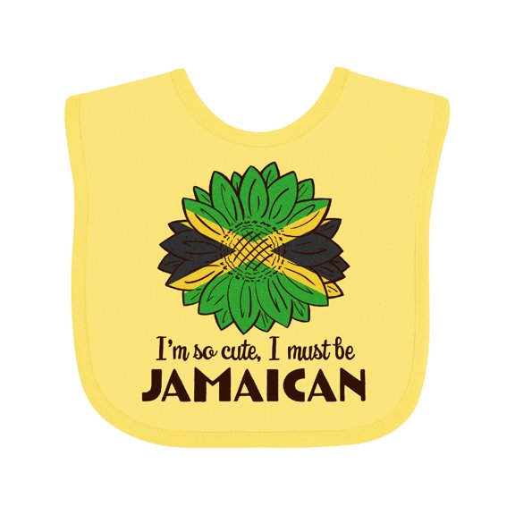Inktastic I'm So Cute, I Must Be Jamaican Jamaica Flag Sunflower Boys or Girls Baby Bib