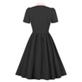 thumbnail image 6 of QATAINLAV 1950s Dresses for Women Vintage Rockabilly Short Sleeve Tie Midi Dress Cocktail Party Evening Prom Gown, Black, XXL,, 6 of 8