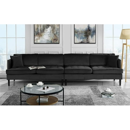 Mid Century Modern Extra Large Velvet Sofa, Living Room Couch (Best Extra Wide Couches)