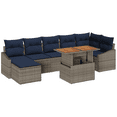 thumbnail image 2 of vidaXL 8 Piece Garden Sofa Set with Cushions Grey Poly Rattan Acacia, 2 of 5
