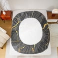 thumbnail image 5 of jejeloiu Abstract Marble Texture Queen Sheet Sets,Modern Fulid Artwork Flat Sheet,Gold Gray Queen Fitted Sheet For Adult,Super Cozy Room Decor,4-Piece, 5 of 7